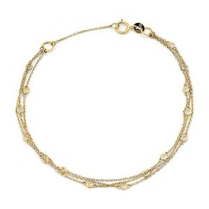 14K Yellow Gold Triple Layered Bezel Set Diamond Bracelet